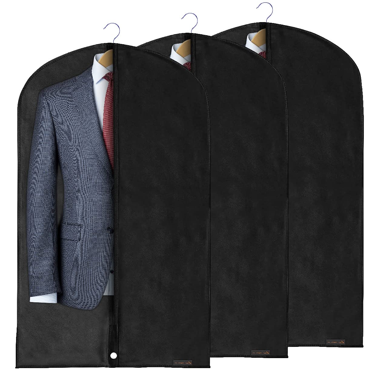 HANGERWORLD 3 Black 40 Inch Breathable Suit Coat Garment Clothes Cover Protector Bags