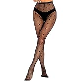MANZI Womens Black Fishnets Fishnet Stockings Tights Pantyhose Sexy Patterned Black Mesh Pantyhose