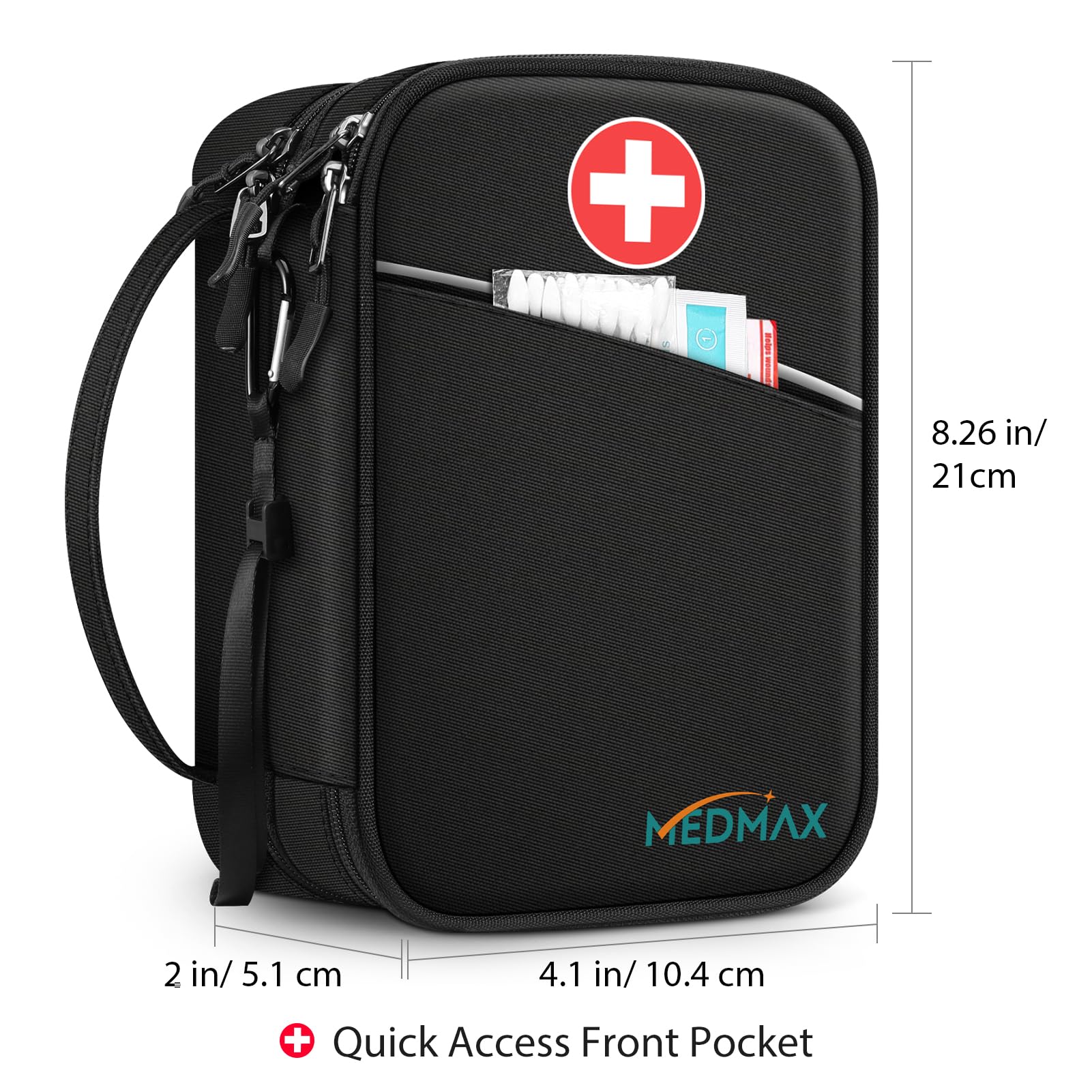 MEDMAX Insulin Cooler Travel Case with 4 Ice Packs TSA Approved, Double-Layer Insulated Diabetic Meds Organizer with Extra Pouches for Insulin Pens, Blood Glucose Monitors and Other Supplies, Black