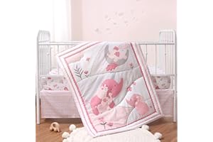 The Peanutshell 3 Piece Baby Crib Bedding Set for Girls - Newborn, Infant & Toddler Nursery Bed Set Decor with Fitted Crib Sh