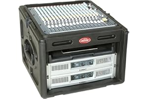 SKB Roto Rack/Mixer Console, 10U Slanted Rackmount on top, 6U Rackmount in Front with Steel Threaded Rails, Hard Lid and Doors and Side Access Ports