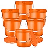 Ziliny 6 Pack 2 Gallon Plastic Bucket with Lid
