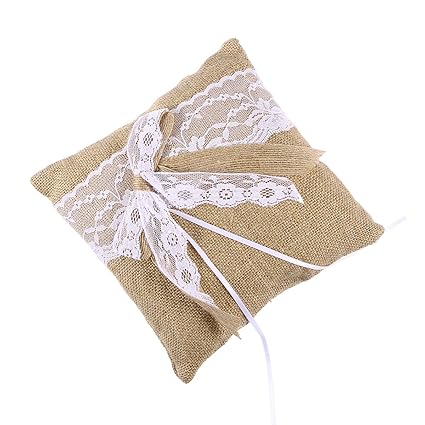 Amazon Com Winomo Hessian Burlap Wedding Ring Bearer Pillow