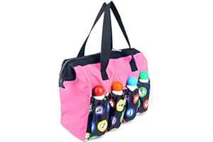 TCOINERY Bingo Dauber Bags with 8 Pockets Large Capacity Bingo Tote Bag/Travel Carrying Case with Zipper/Makeup Bag/Casino Game Lovers Christmas Gift for Women/Mom (Pink)