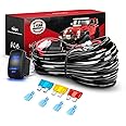Nilight - 10015W - NI-WA 09 LED Light Bar Wiring Harness Kit 14AWG Heavy Duty 12V 5Pin Rocker Switch Laser On off Waterproof Switch Power Relay Blade Fuse-2 Leads,2 Years Warranty