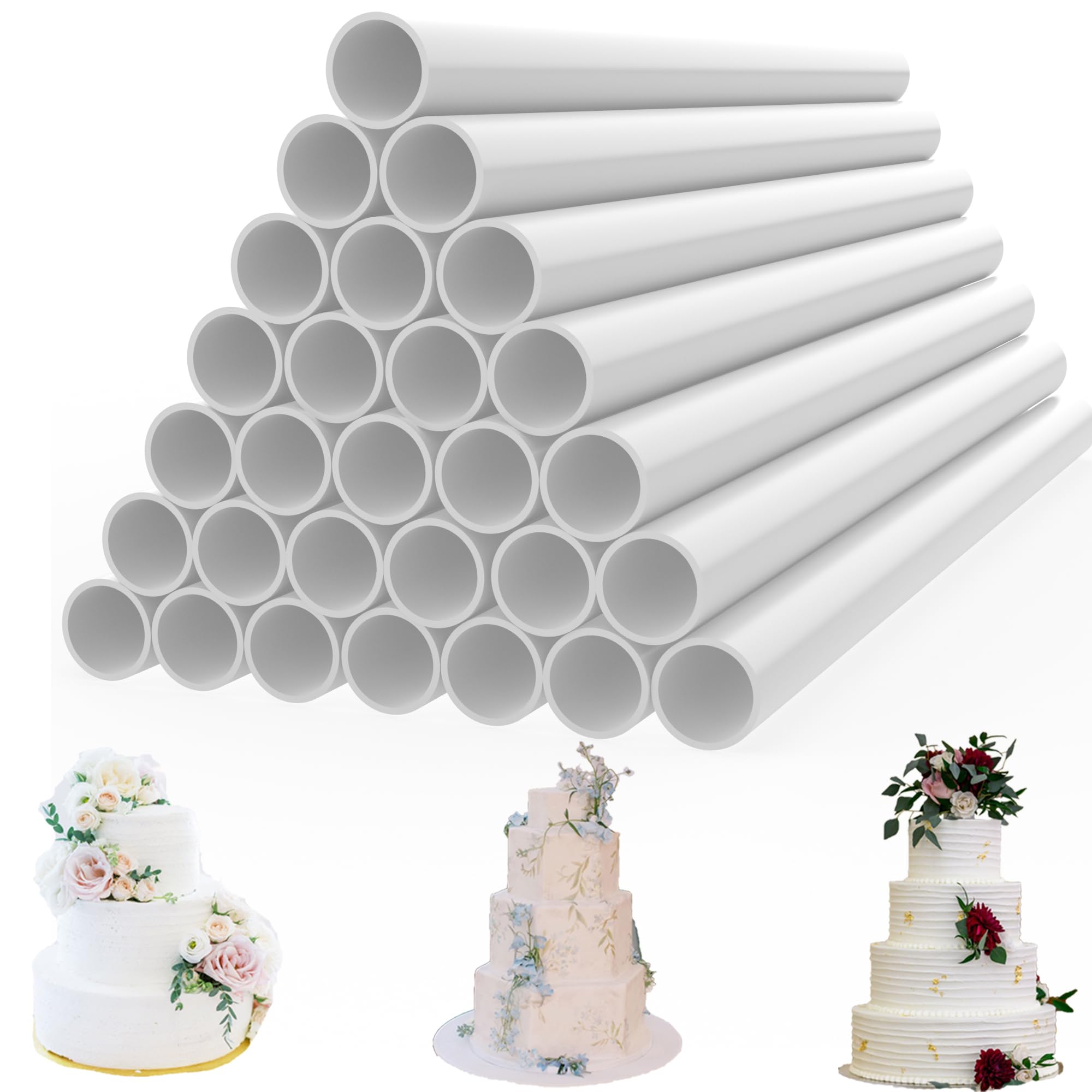 Olicky 28 Pcs Plastic Cake Dowels, 9.5 Inch White Plastic Cake Supports Rods