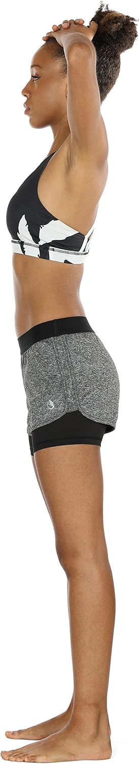 icyzone Running Yoga Shorts for Women - Activewear Workout Exercise Athletic Jogging Shorts 2-in-1: Clothing