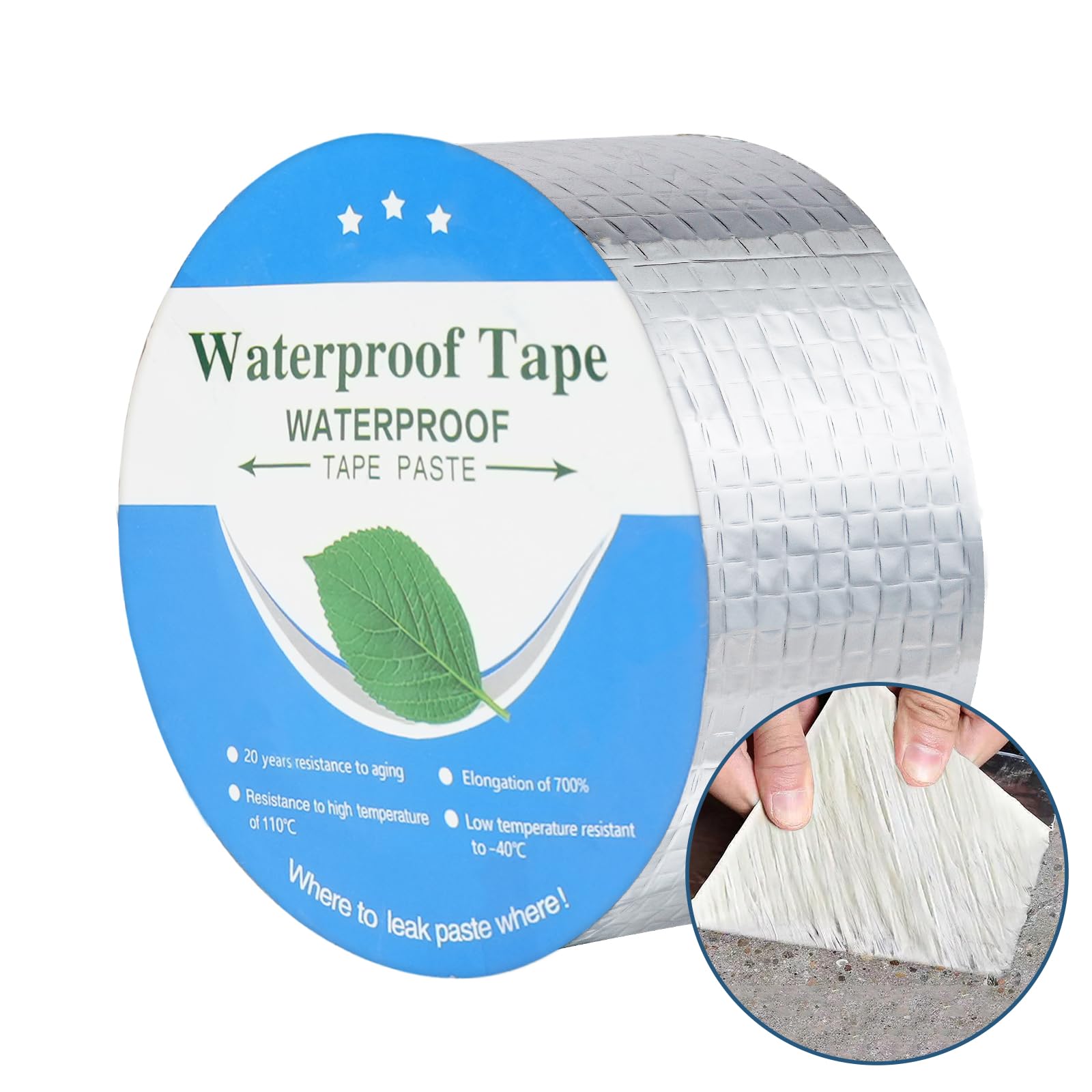 Flintronic Butyl Tape Waterproof Sealing Tape, 5cm(W) x 5m(L) Butyl Tape for Roof and Leak Repair, Waterproof Tape for Leaks, Aluminum Foil Tape for RV Repair, Roof Leak, Gutter and Hole Patching