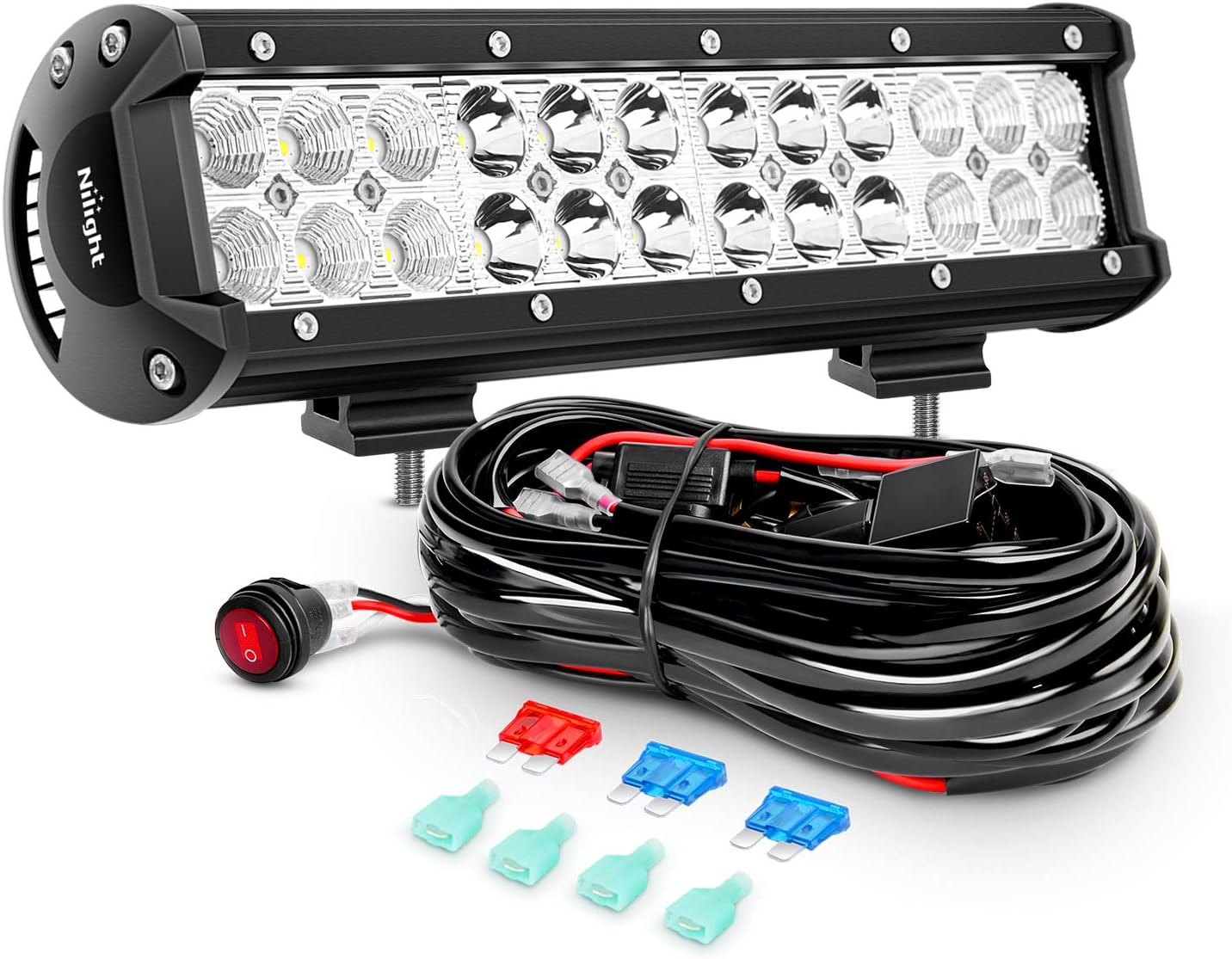 Nilight Led Light Bar 12 Inch 72W Spot Flood Combo With Off Road Wiring Harness, 2 years Warranty: Automotive