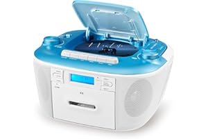 Gelielim CD Cassette Player Boombox Combo, Portable Radio AM/FM for Home, Stereo Sound, Tape Recording, AUX/TF/USB Drive, AC/