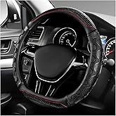 Sbulhia Car Steering Wheel Cover, Breathable 3D Honeycomb Anti-Slip Steering Wheel Protector, D-Shaped Sporty Protective Cover Fits 14.5-15 Inch Steering Wheels, Car Accessories (Black)
