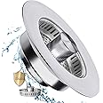 Universal Kitchen Sink Drain Strainer 3 in 1 【 304 Stainless Steel & Brass Material】 Pop Up Kitchen Sink Stopper with Metal Basket Strainer,Sink Strainer Stopper for US Standard 3 1/2" Kitchen Drain
