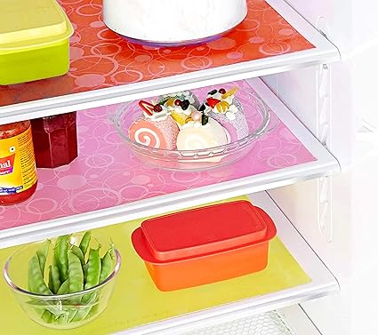 Kuber Industries Circle Design 6 Piece PVC Refrigerator Drawer Mat Set - 19x13, Blue