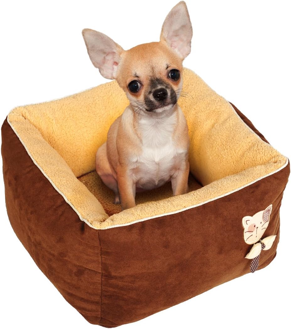 [New] PLS Birdsong Princess Plush Bolster Pet Bed, Dog Bed, Cat Bed, Dog Beds for Small Dogs, Completely Removable and Washable Cover