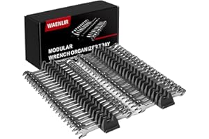 WAENLIR 48PCS Magnetic Modular Wrench Organizer Set - Tool Drawer Storage Rack with Metric & SAE Labels, Wrench Holder with Magnet, Perfect Tool Gift for Men, father, boyfriend, DIYers & Mechanics (Black)