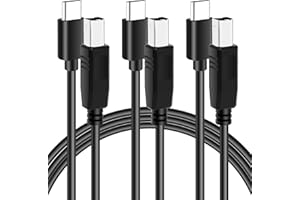 USB B to C Printer Cable 4 Feet (3 Pack), Flexible Cord for MacBook Pro/Air, MIDI Compatible With Yamaha Piano Keyboard, DAC,