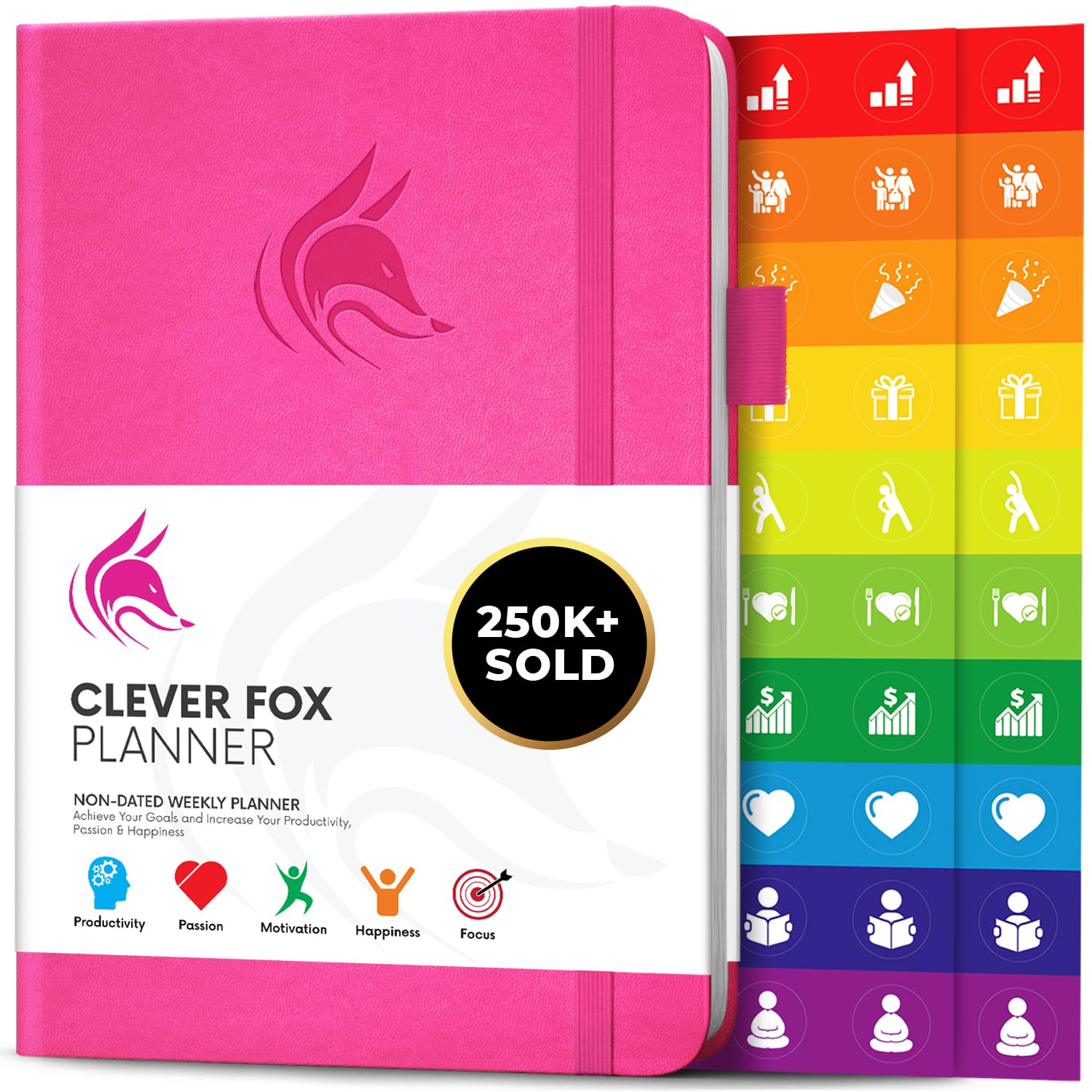 Clever Fox Planner – Undated Weekly & Monthly Organizer Journal for Productivity, Time Management & Goals – A5 (Hot Pink)