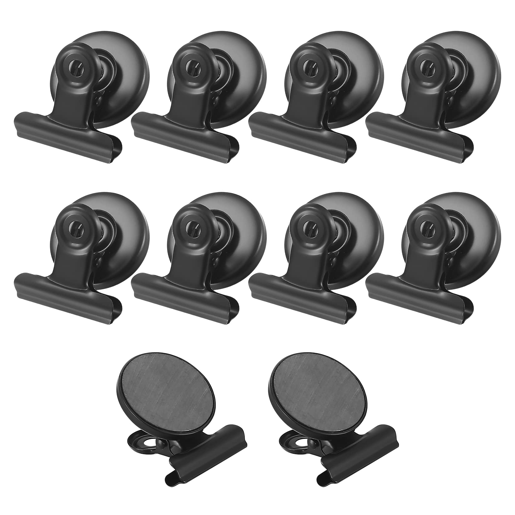 10 Pcs Magnetic Clips, Strong Metal Fridge Magnets, Magnetic Clamps, Magnet Holders, Heavy Duty Refrigerator Magnet Clips for Office, School, Whiteboard, Magnetic Board, Fridge - Black