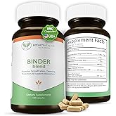Binder Blend - Toxin Binder Supplement, Detox Capsules for a Healthy Gut - 180 Capsules - 90 Servings - 960mg Activated Charcoal & 480mg Organic Chlorella - Bloating Relief - Bentonite Clay