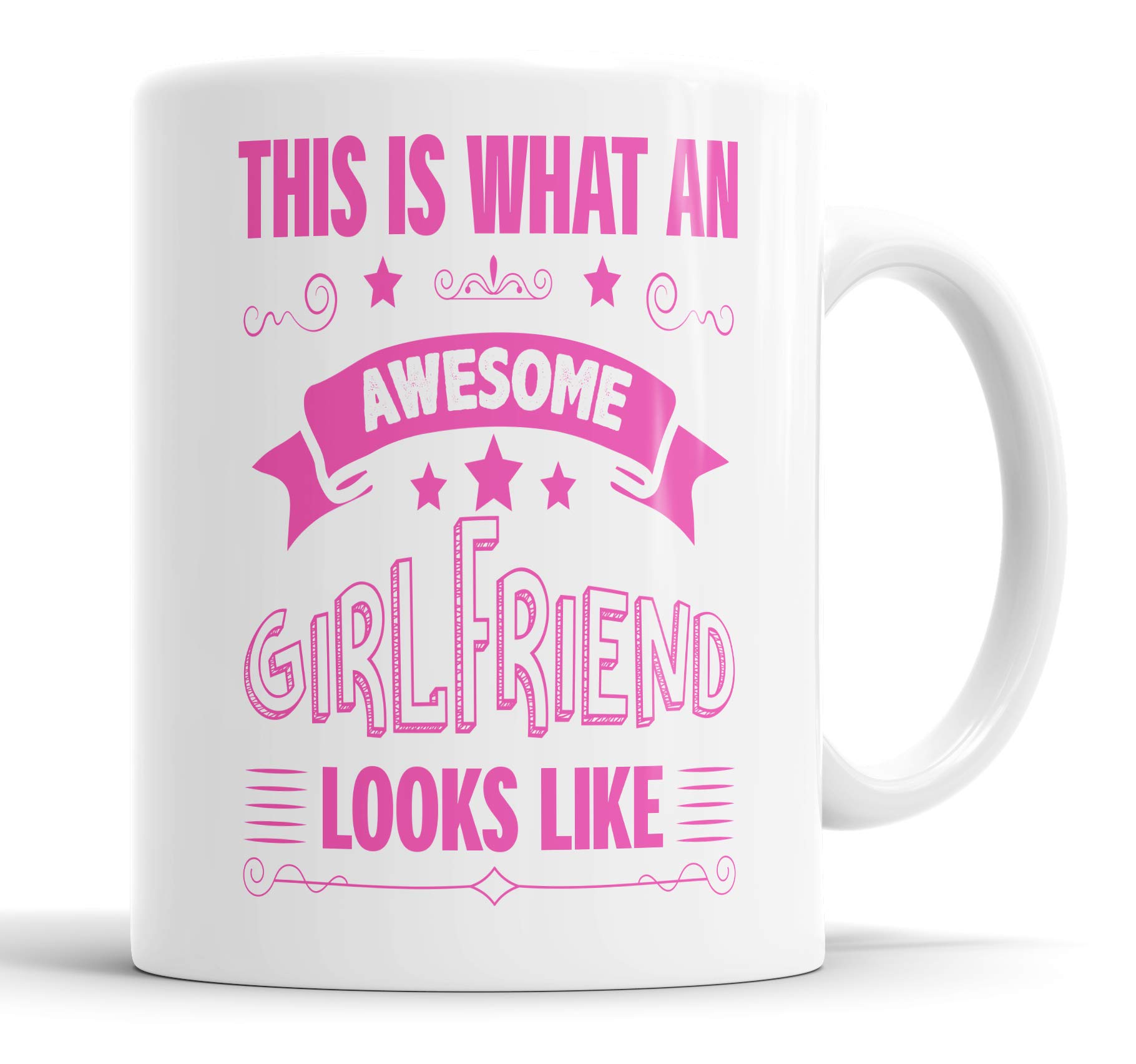 This is What an Awesome Girlfriend Looks Like Mug Humour, Joke, Leaving Present, Friend Gift Cup Birthday Christmas, Ceramic Mugs