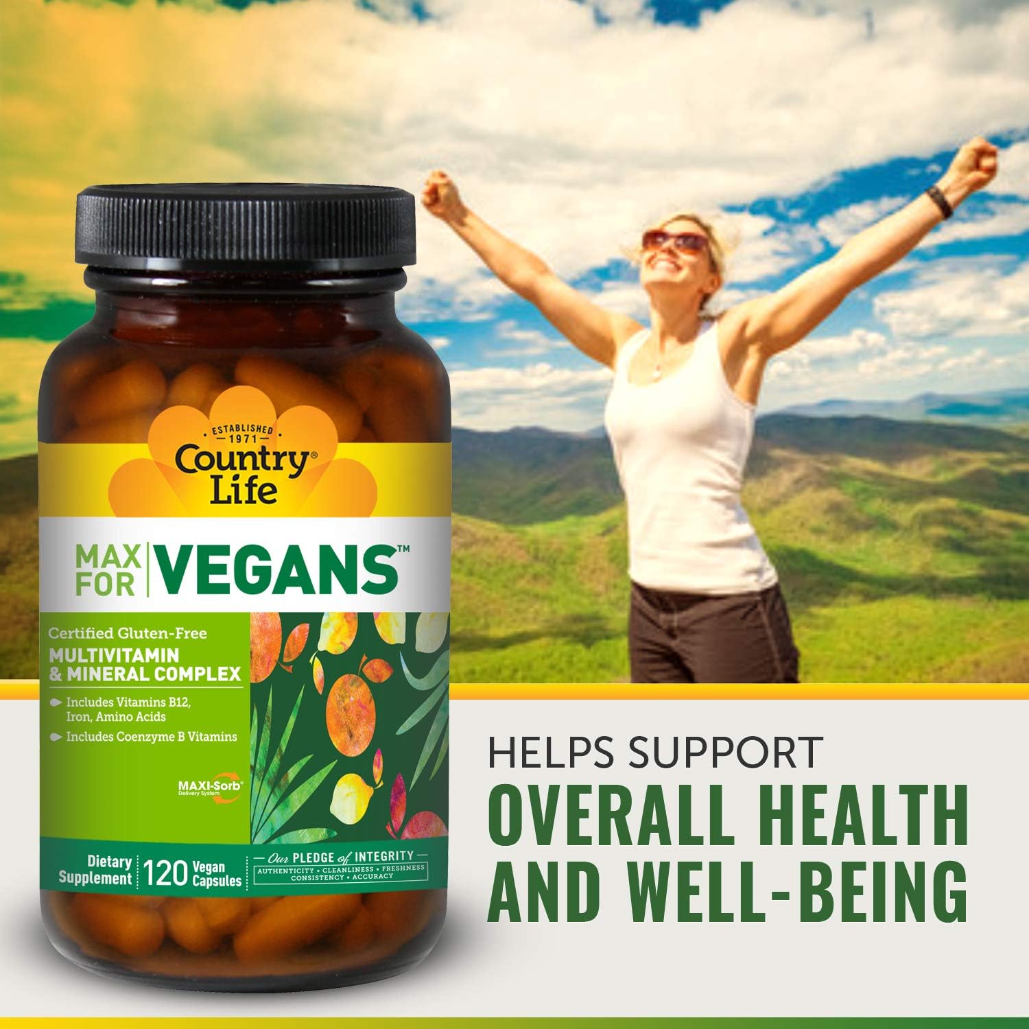 Country Life Max for Vegans 120 Vegan Capsules May Help Support