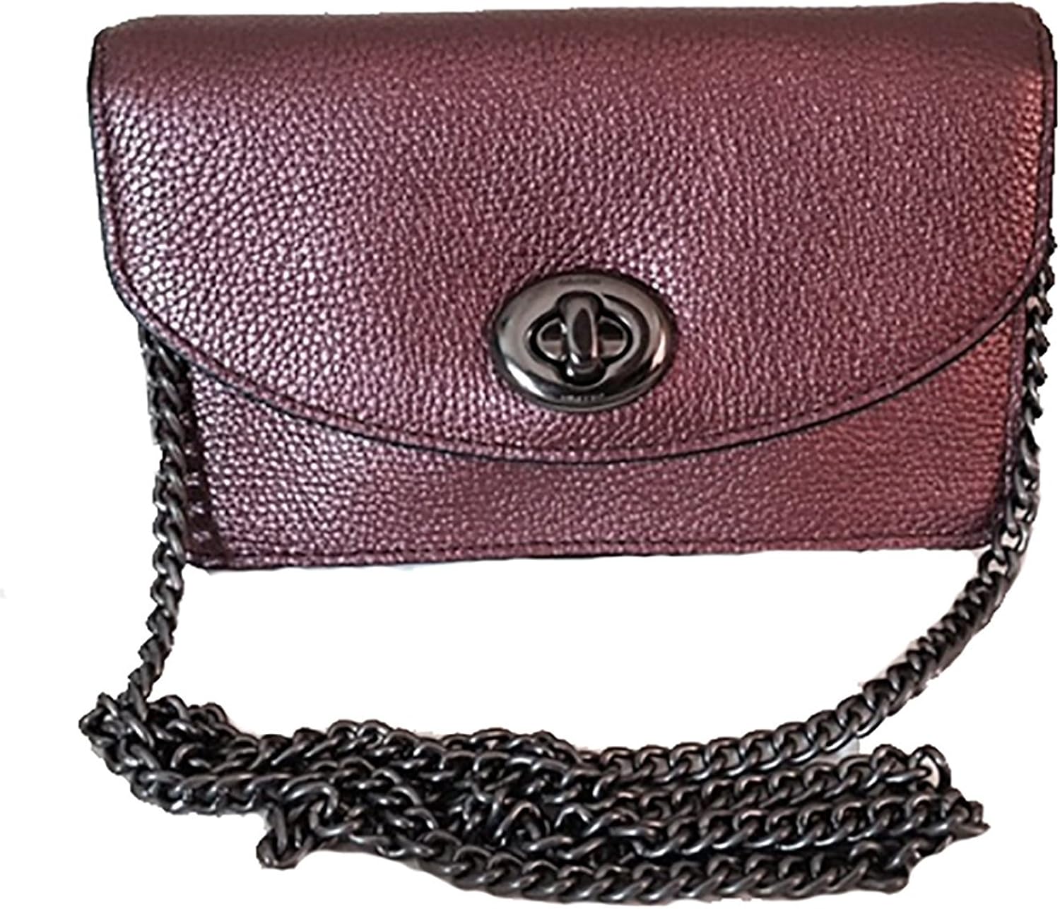 Coach metallic pebbled leather clutch crossbody purse 53589