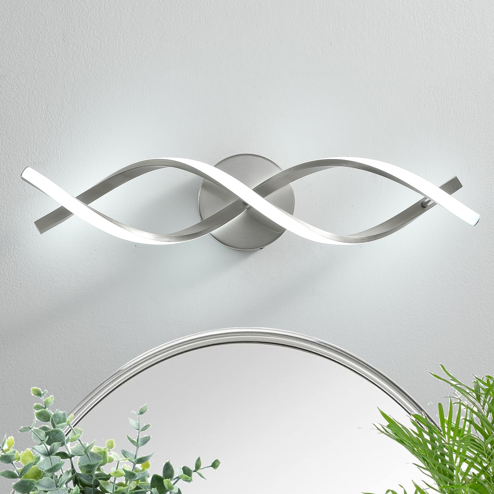 Photo 1 of vivihobb Modern Nickel LED Vanity Lighting,Bathroom Light Fixture Over Mirror,21 Inch,6000K Cool White