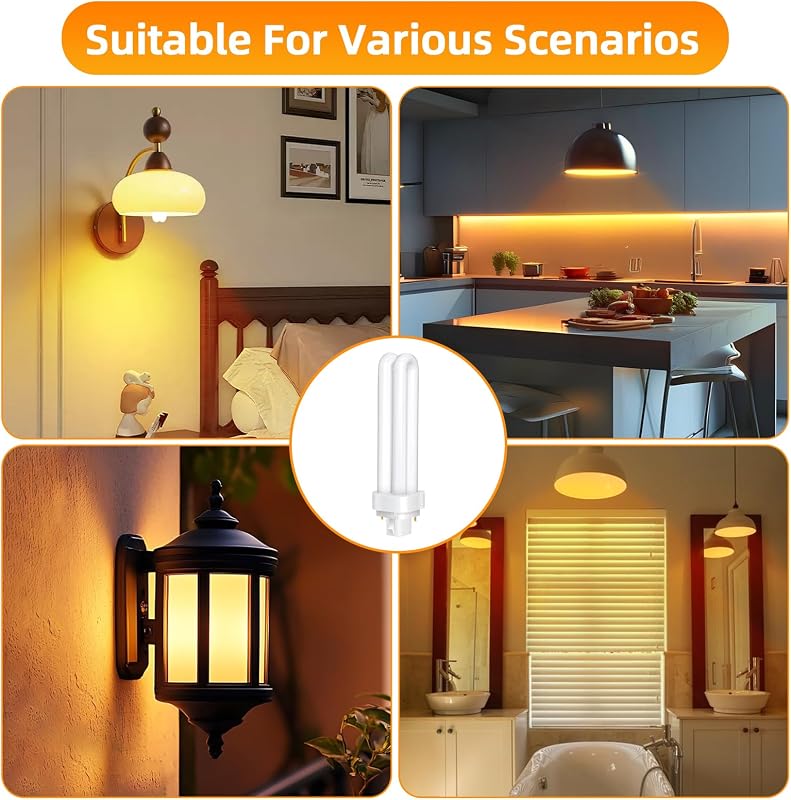 Confezione da 5 Lampadine Tubolari PLC G24d-3 a 2 Pin 26W, Luce Bianco Caldo 2700K, 1600LM, Tubo Doppio Giro 2U, Non Regolabile, Adatta Per Cucina, Sala da Pranzo, Bar, Camera da Letto, Ufficio — foto 6 di 8