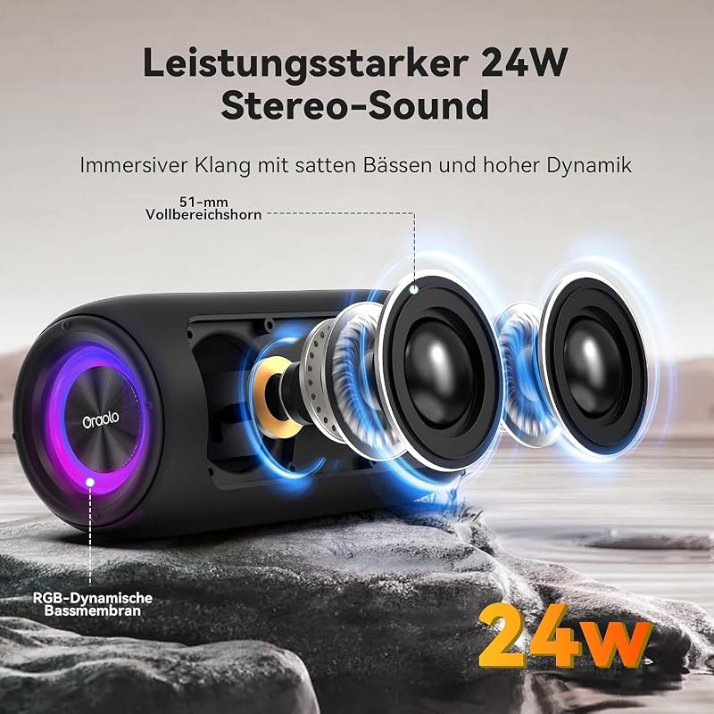 Pequena coluna Bluetooth, coluna portátil Bluetooth 5.4, mini colunas de duche, reprodução 30H, resistência à água IPX7, TWS/AUX/TF, Adequado para Atividades ao Ar Livre/Festas/Viagens (Preto)