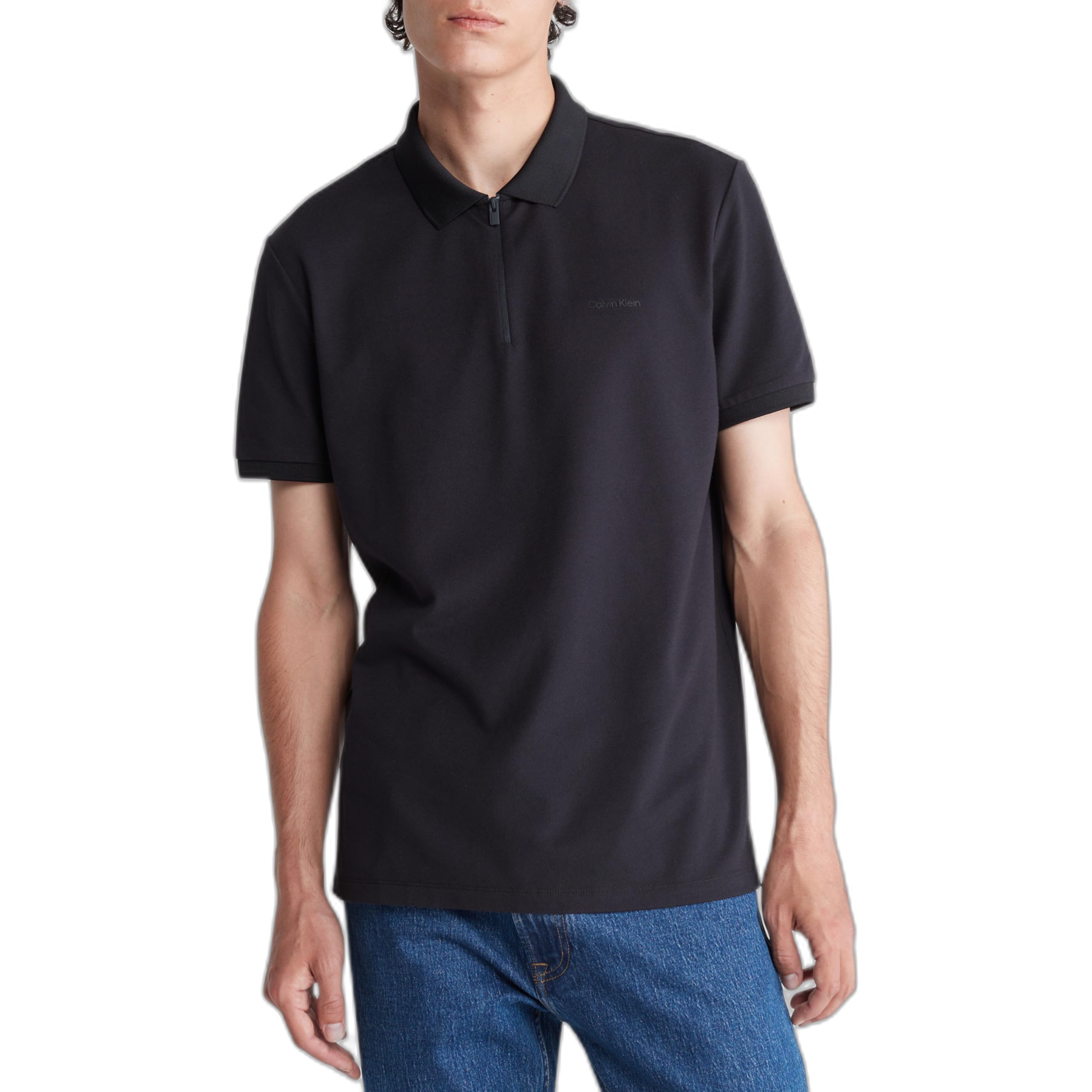 Calvin Klein Men’s Tech Zip Polo Black