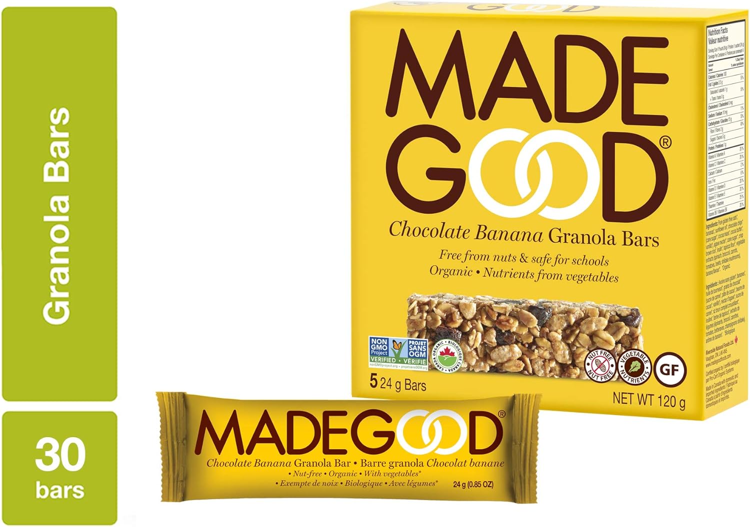 MadeGood Chocolate Banana Granola Bars Made from Gluten Free Oats and