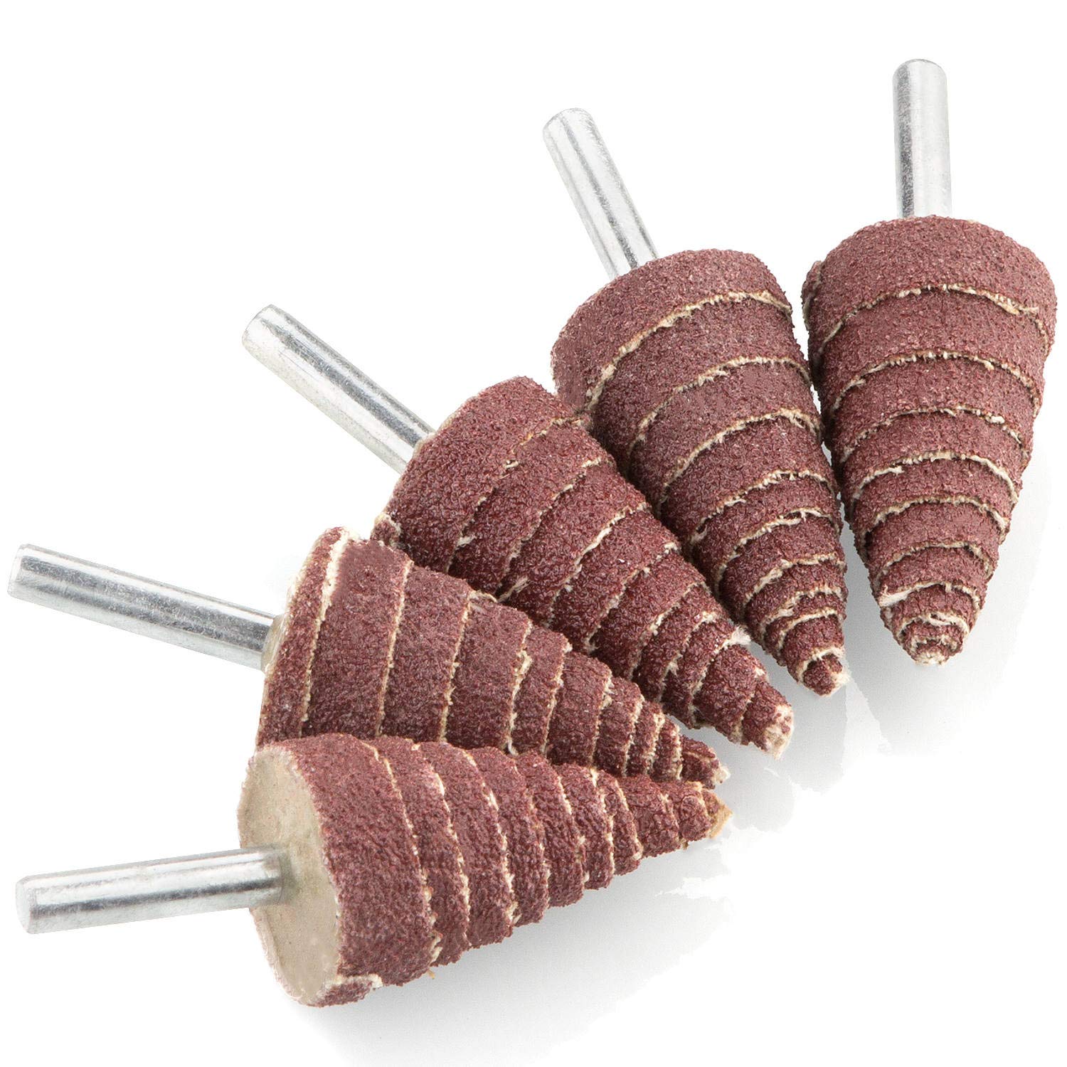 Photo 1 of 20 Pack 25 x 40 x 6mm Cone Shape Abrasive Sandpaper 1/4" Shank Mounted Flap Wheels 80 Grit Aluminum Oxide Grinding Head Rotary Tool by STARVAST for Grinding and Polishing on Surface or Side Face