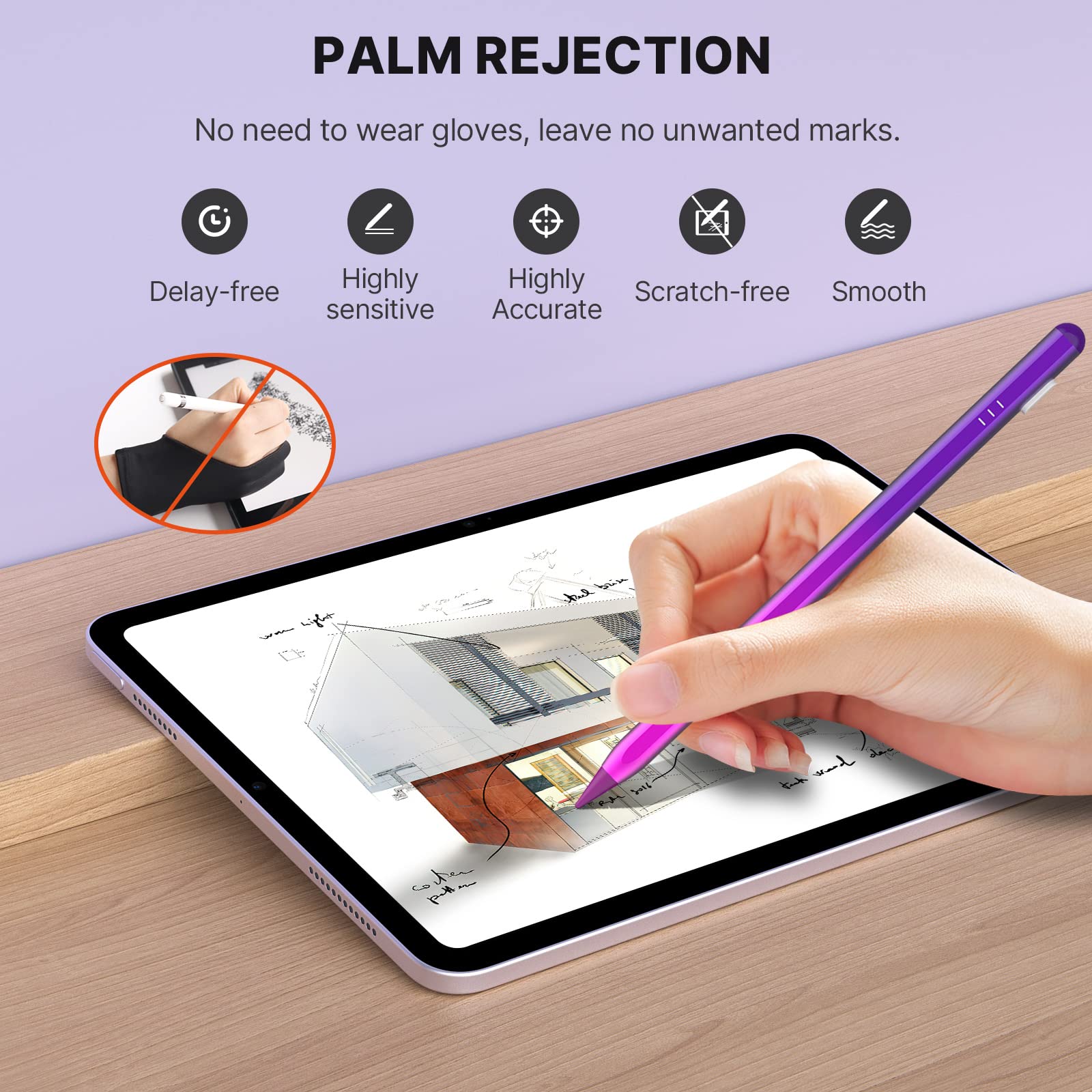 MoKo USB-C Stylus Pen for iPad 10/9,iPad Pro 13/11 Inch (M4) 2024,iPad Pro 12.9,iPad Pro 11,iPad 8/7/6,iPad Air 13/11 Inch (M2) 2024/5/4/3,iPad Mini 6/5,Palm Rejection Tilt Sensitivity,GradientPpl