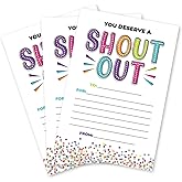 Positive Shout Out Cards for Teachers, Students, Employees, Office Staff - Kudos Appreciation and Recognition Reward Cards for School or Work Bulletin Board (50 Count)