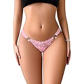 Nolrahiur Floral Lace Thongs for Women Mesh Sheer Sexy Panties Soft G-String Thongs Breathable Cheeky Underpants