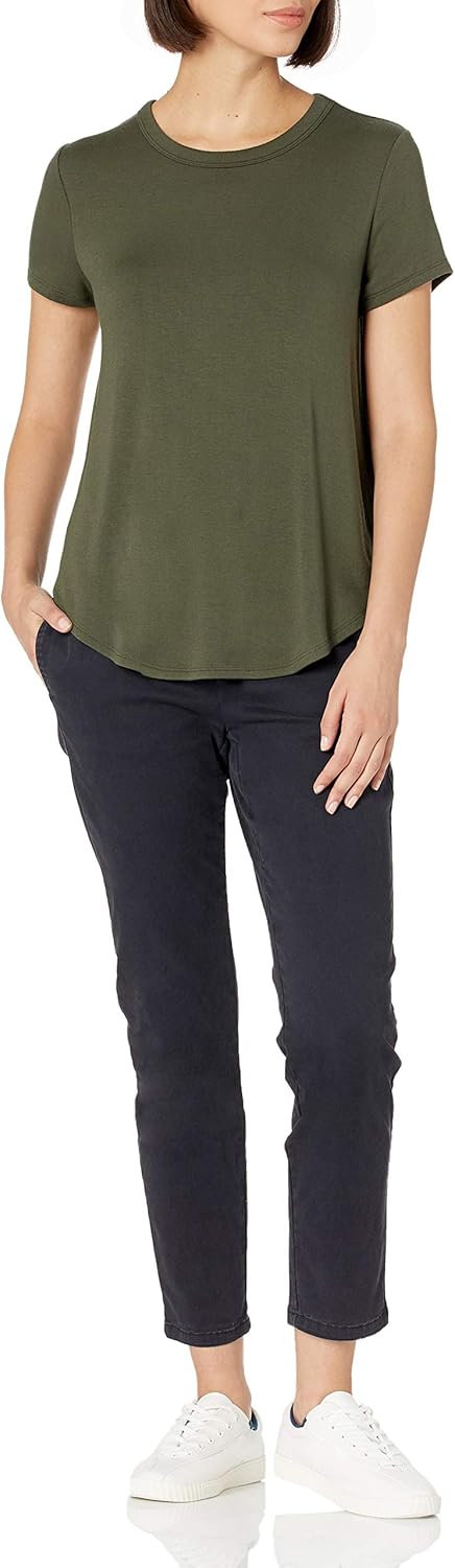  Brand - Daily Ritual Women's Supersoft Terry Short-Sleeve Shirt with Shirttail Hem: Clothing