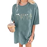 Remidoo Womens Oversized Graphic Tees Short Sleeve T Shirt Casual Vacation Top