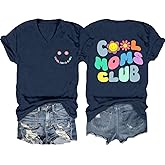 Ascrazy Mama V Neck Shirts for Women Mama Mommy Mom Bruh Life Tshirt Cool Moms Club Tee Mothers Day Tops