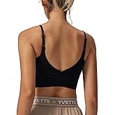 Yvette Adjustable Spaghetti Straps V Back Sports Bras for Women Light Support Padded Wireless Yoga Bra Cropped Tank Top