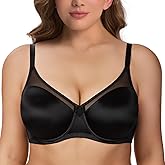 Wingslove Women's Full Coverage Bras Plus Size Underwire Sheer Mesh Bra Smooth Splicing Lace Support No Padding