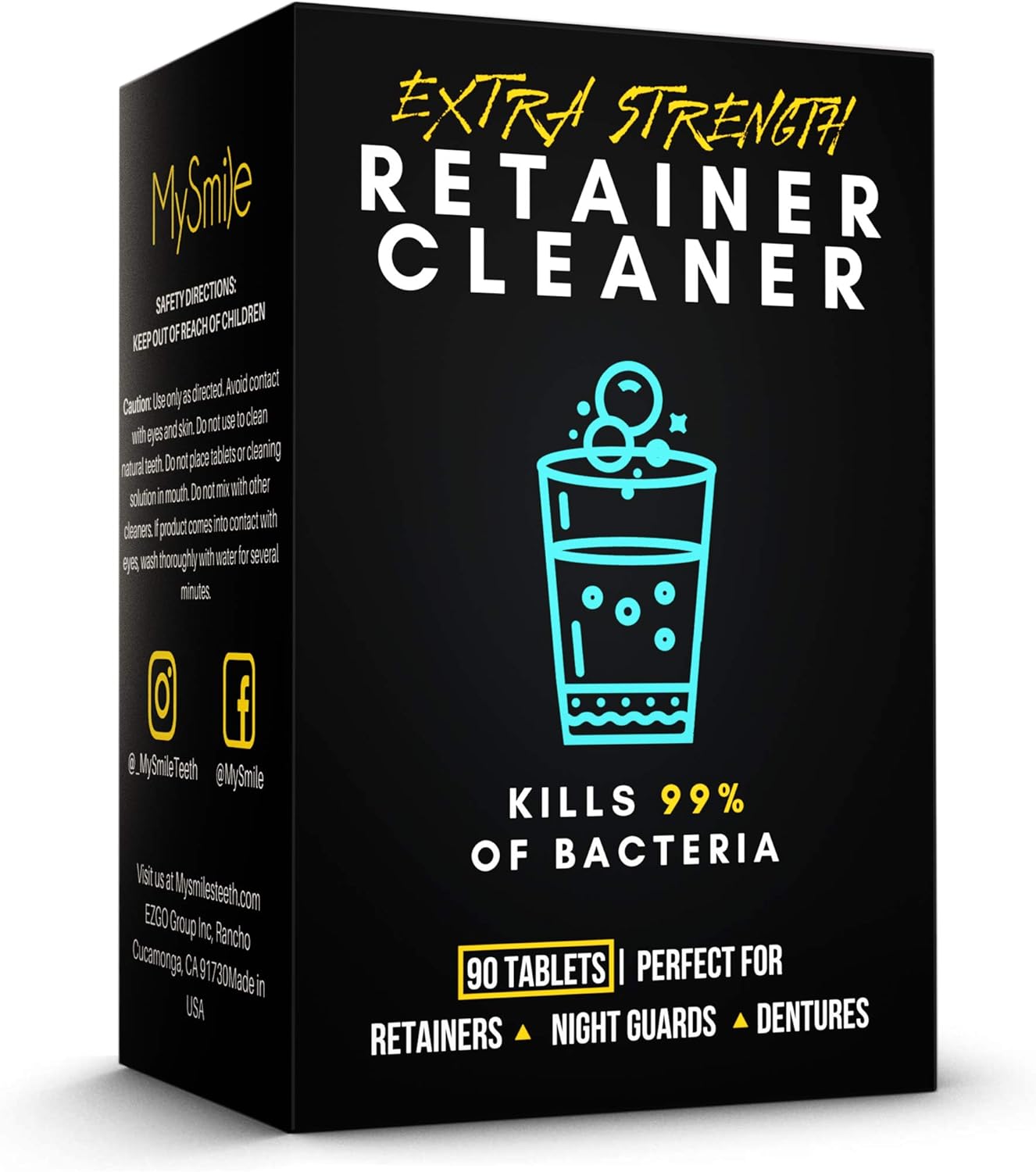 MySmile Retainer Cleaner Tablets, Denture Cleaning Tablets in 3 Minutes, Dental Retainers for