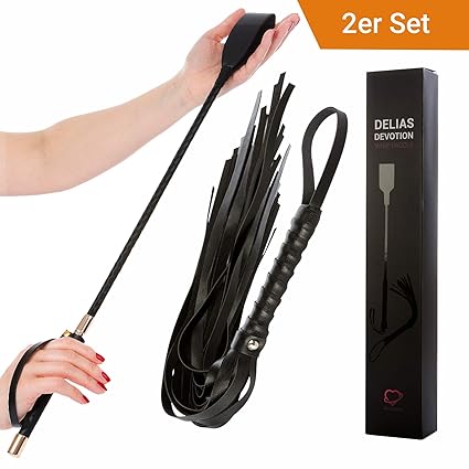 Venissima Delia Devotion® Peitsche - 2er Set Peitschen für Sex - Sexspielzeug für Paare - Flogger und Gerte - für Lustvolle L