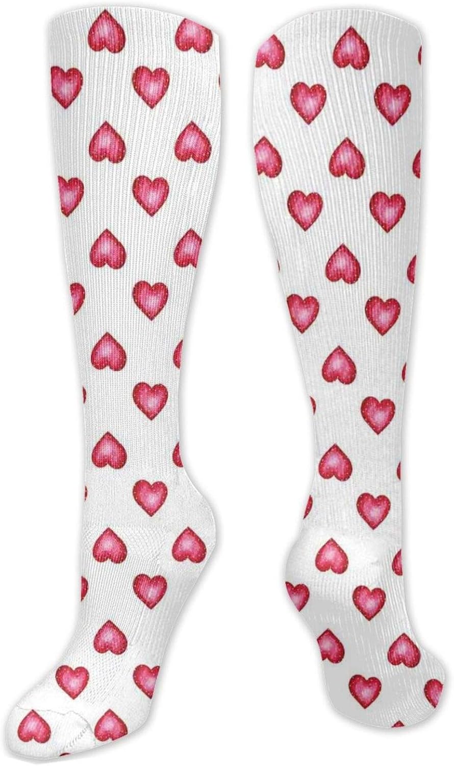 Compression Socks Women, Valentines Day Symbol Hearts With Little Dots