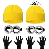 WISHTEN 6 Pcs Halloween Costume Accessories for Adult, Goggles Yellow Beanie Gloves for Halloween Cosplay Dress Up