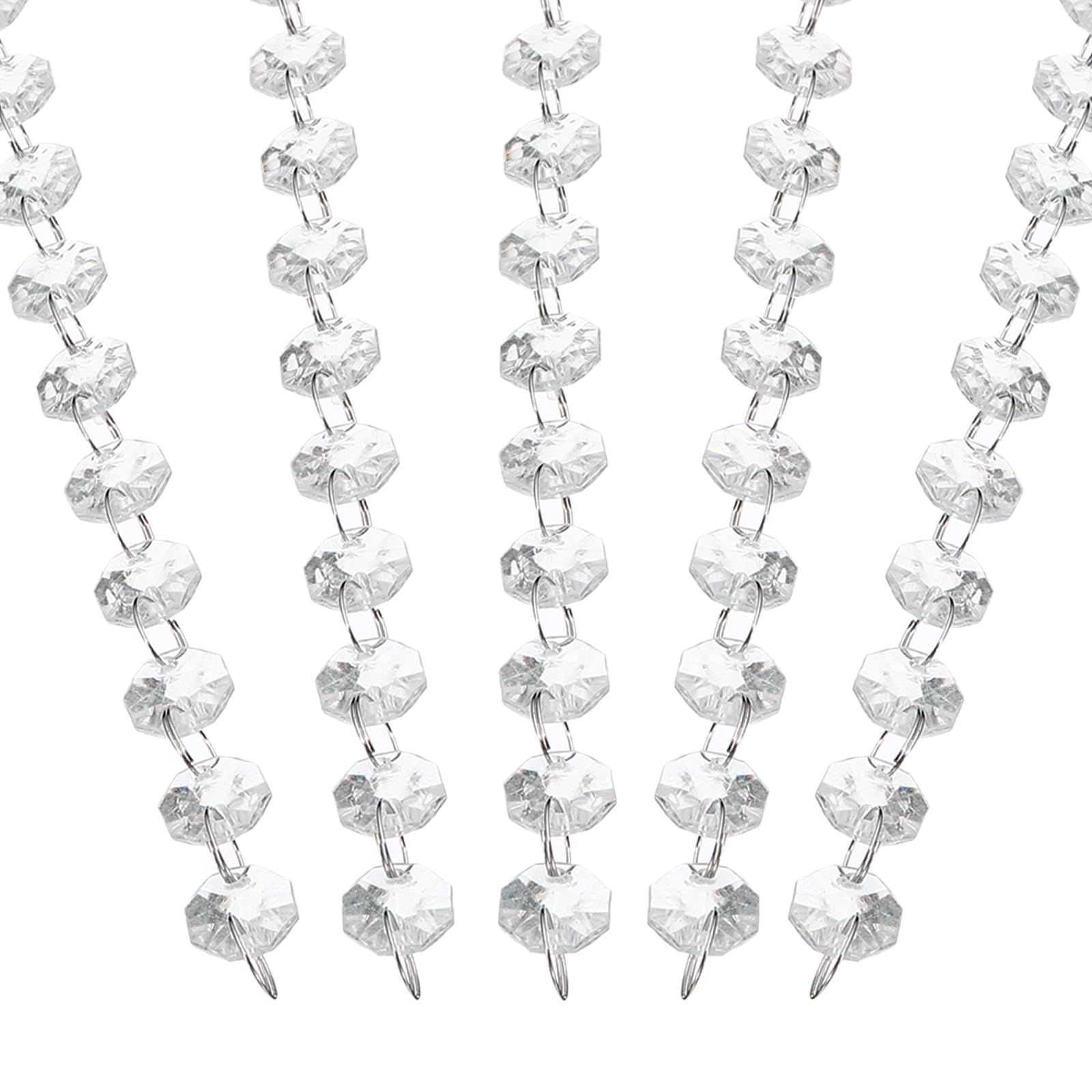 PATIKIL 14 mm Crystal Garland Strands, 32.8 Ft Acrylic Octagon Chandelier Bead Chains String for DIY Craft Wedding Party Home Decorative Jewelry Making, Clear