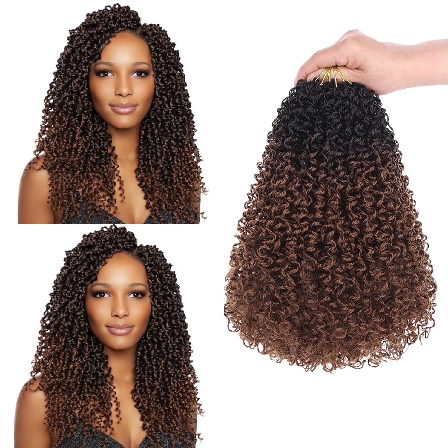 Datanala Yanky Twists Crochet Braiding Hair 14 Inch 9 Packs Crochet Hair with Curls Micro Spring Twists Crochet Hair Pre-looped Curly Crochet Braids Hair Extensions for Women (T30#, 14inch)
