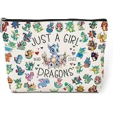 A Girl Loves Dragons Dragon Gifts Dragon Stuff Dragons Decor Cosmetic Bag Anniversary Graduation Christmas Birthday Makeup Bag Funny Friendship Gifts for Women Animal Lovers Sister Bestie Best Friend