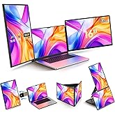 NGTeco 16" Triple Laptop Screen Extender, 1200P IPS Extended Monitor Portable, Plug & Play, Rotation Detachable Screen, Compatible with Windows/Mac/Chrome OS