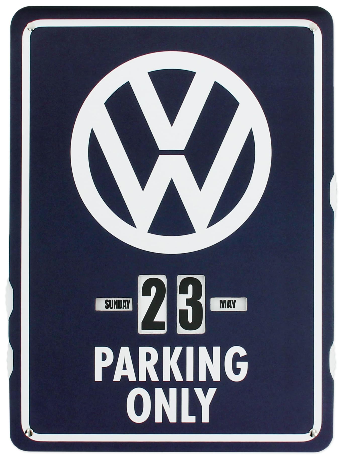 BRISA VW Collection - Volkswagen T1 Bulli Bus Continuous Calendar, Perpetual Calendar for Hanging (37 x 27 x 0.5 cm | 4c Printed Cardboard - Parking Only/Blue)