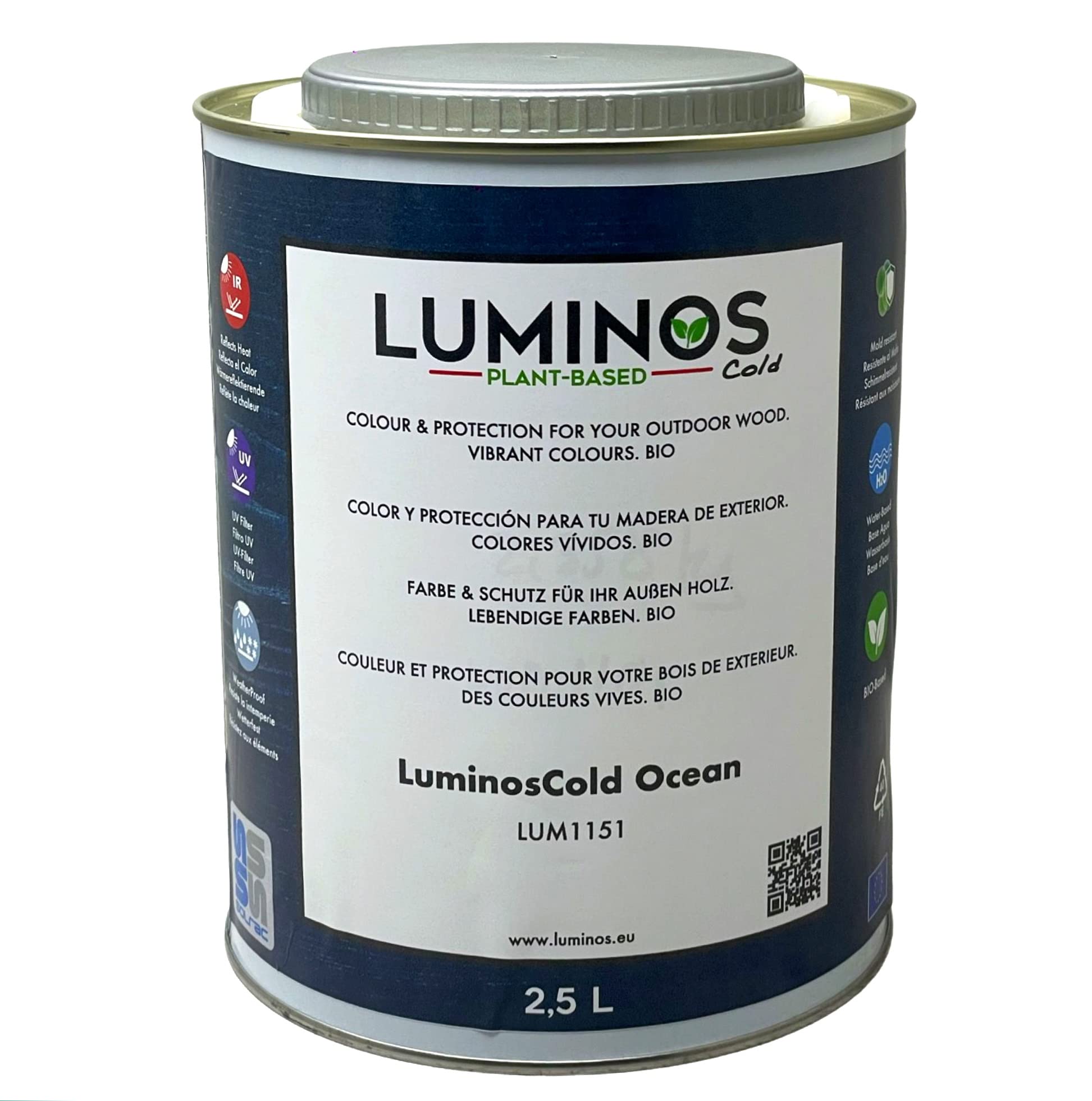 Luminos Cold - LUM1151 - Ocean - Water-Based Wood Stain Protector BIO - Ocean Blue 2,5L